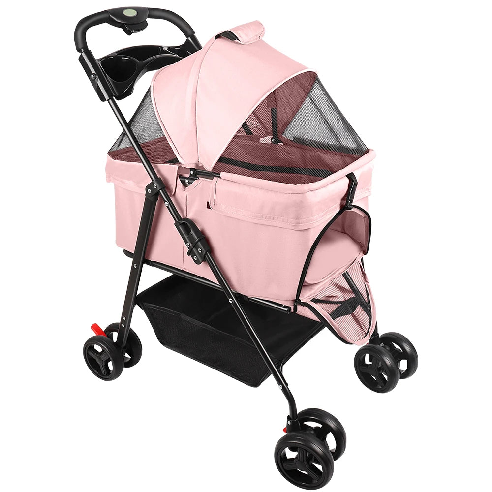 Poussette Pliable pour Chien et Chat avec Frein - 5 Coloris