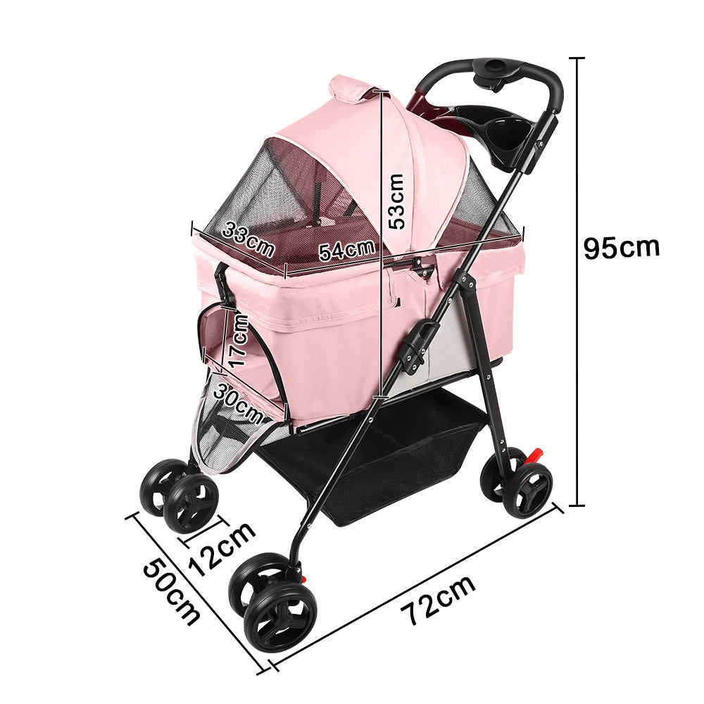 Poussette Pliable pour Chien et Chat avec Frein - 5 Coloris