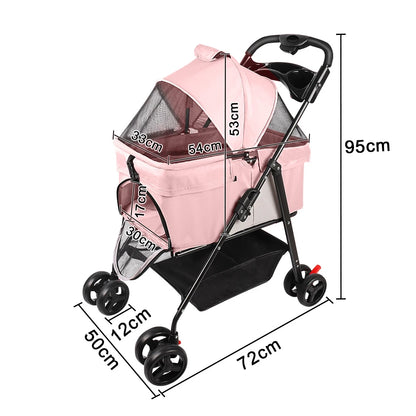 Poussette Pliable pour Chien et Chat avec Frein - 5 Coloris