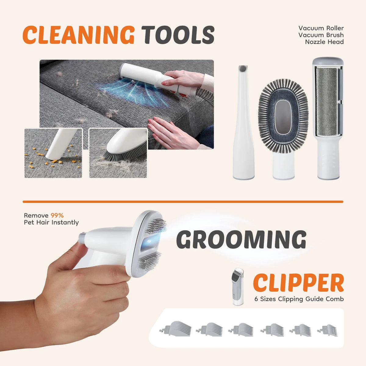 5-in-1 Pet Grooming Vacuum Kit for Dogs & Cats