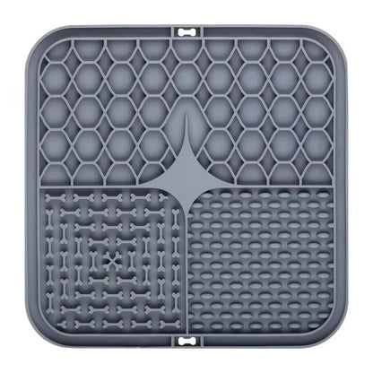 Tapis de léchage en silicone gris, vue de face