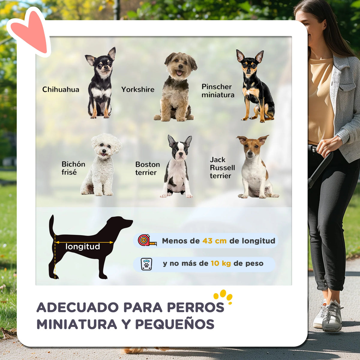 Poussette pour Chien avec Poignée Réversible - Marron