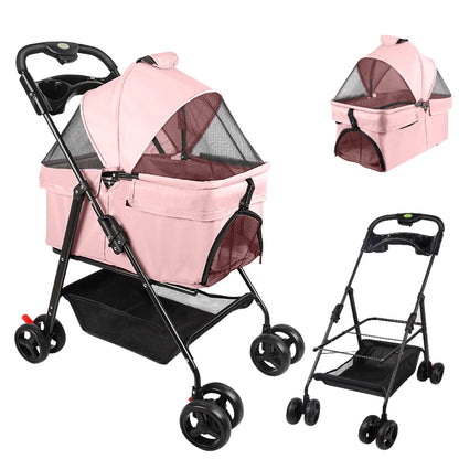 Poussette Pliable pour Chien et Chat avec Frein - 5 Coloris