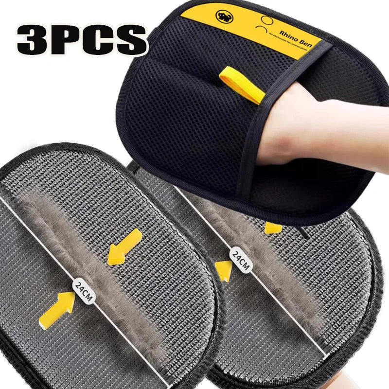 Lot de 3 gants ramasse-poils modèle Confort, 24 cm