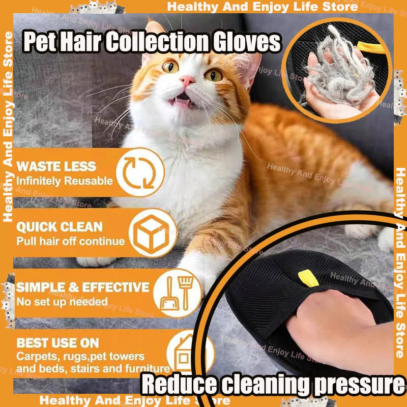 Gant ramasse-poils réutilisable pour poils de chat sur tapis et arbre à chat