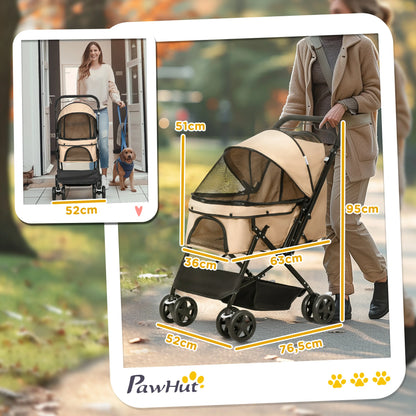 Poussette pour Chien avec Poignée Réversible - Marron