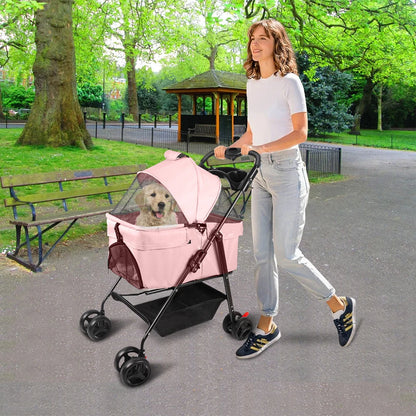 Poussette Pliable pour Chien et Chat avec Frein - 5 Coloris