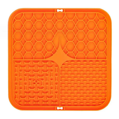 Tapis de léchage pour chien et chat, coloris orange