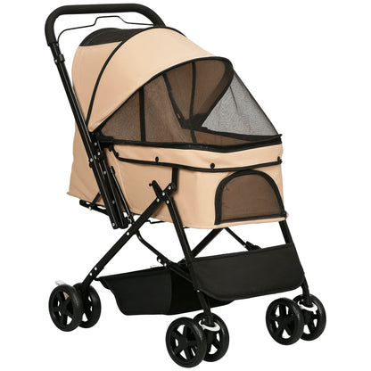 Poussette pour Chien avec Poignée Réversible - Marron
